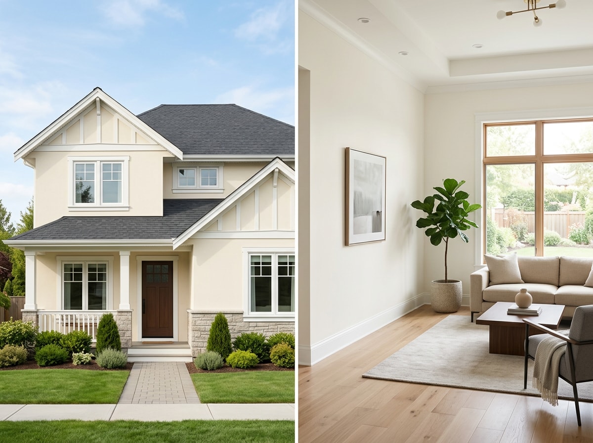 Side-by-side comparison chart of interior versus exterior painting ROI and cost per square foot