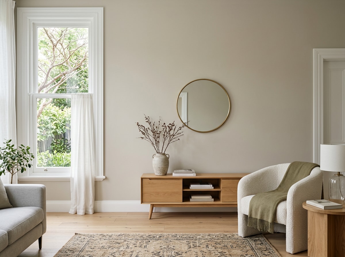 Freshly painted interior living room wall with crisp trim lines in a Golden Valley home