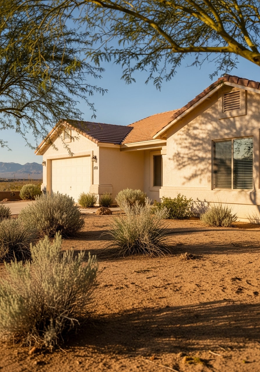 Portrait of a Fort Mohave home with mature trees and river-valley setting.