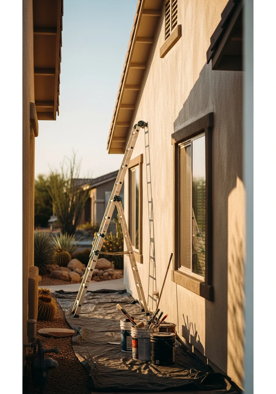 Professional exterior house painting on Lake Havasu City residential property